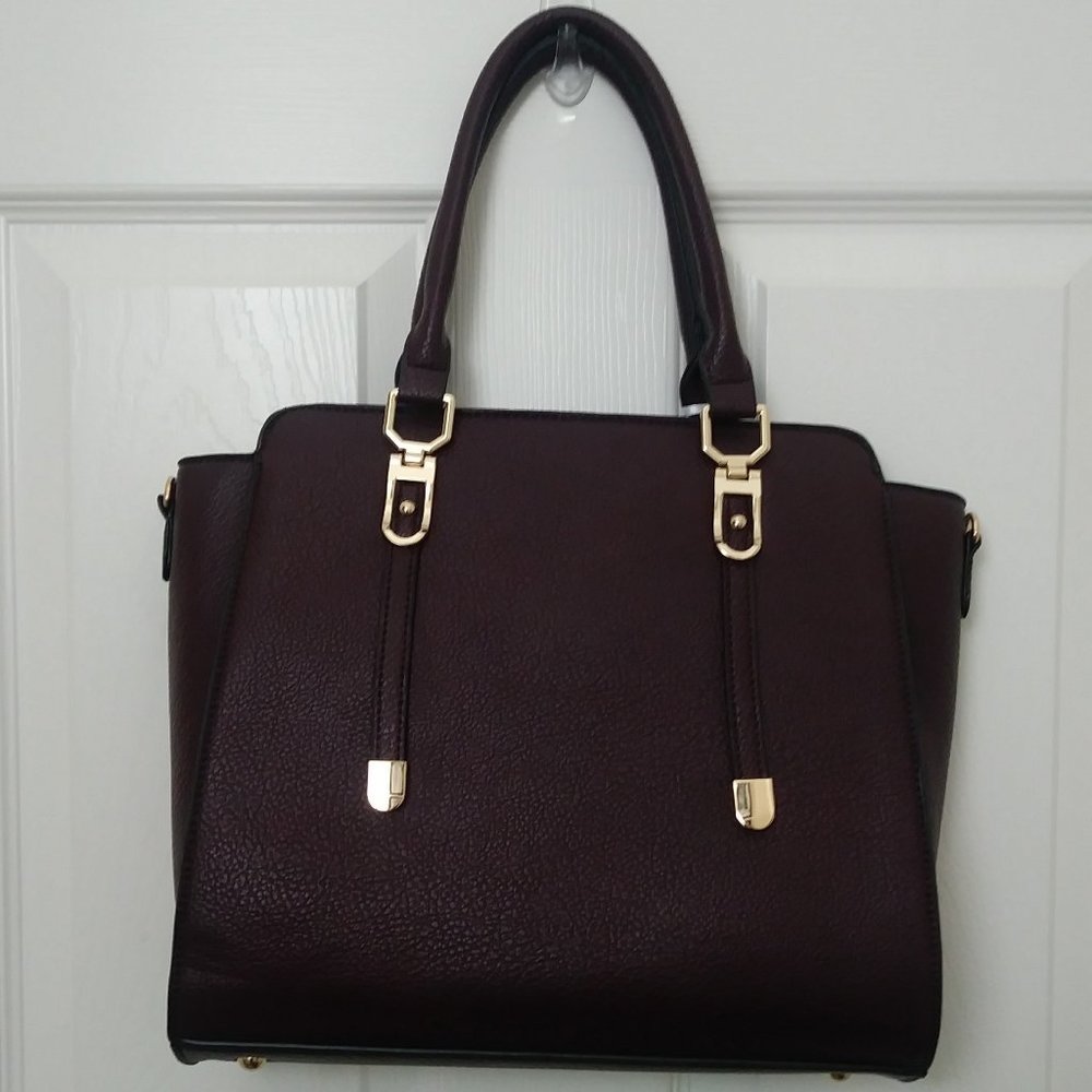 La Terre Vegan Cranberry Satchel Bag
